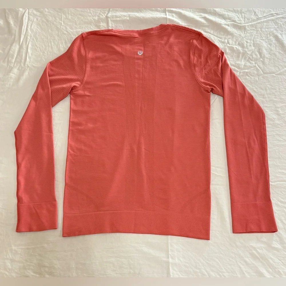 Lululemon Swiftly Relaxed Long Sleeve Tempo Stripe Pale Raspberry /Brier Rose(4) - Picture 4 of 6